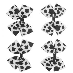 Mikikit 4 Pièces Pinces à Cheveux Noeud Ruban Gros-grain Motif Vache Noire et Blanche Accessoires pour Garçon Fille et Petite Fille Barrettes Pince Alligator Résistante pour Usage (Famidago, neuf)