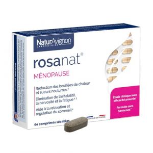 NaturAvignon Rosanat complément alimentaire menopause et pré-ménopause - bouffées de chaleur, fatigue, irritabilité - complexe menopause traitement Bien-être Femme sans hormone - 60 comprimés (1mois) (Naturavignon, neuf)