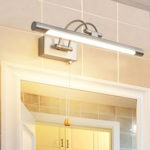 TYhogar LED 8W IP44 Miroir Applique Murale Éclairage De Salle De Bain Nickel Intérieur Éclairage Avec Interrupteur 40cm 3000K Appliques Pour Tableaux et Vitrines Bras Réglable Lampes De Lecture (TYhogar, neuf)