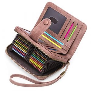 GAEKEAO Portefeuille Grand - Portefeuille Moyen Porte-Monnaie Femme Portemonnaie en Cuir Grande capacité - avec Protection RFID - avec 14 Compartiments pour Cartes et Petite Poche pour la Monnaie (GZPEIY, neuf)