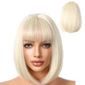 Perruque Bob avec frange lat&eacute;rale, perruque ondul&eacute;e avec frange, perruque Bob tendance avec frange, perruque Bob avec frange de rideau, perruque Bob avec frange boucl&eacute;e, perruque carr&eacute;e &eacute;l&eacute;gante avec (oputantai, neuf)