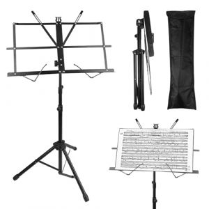 Elsrantor Pupitre Musique Pliable et Léger & Porte-livre 2 en 1, Pupitres de Musique Hauteur Ajustable, Support de Partitions en Métallique, Avec Sac de Transport, Pour Enfants et Adultes, Noir (ELSOBKYNADR, neuf)