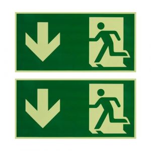 2 Pi&egrave;ces Panneau Issue de Secours, Sortie de Secours, Bloc Secours Photoluminescent 300 x 150 mm en Autocollants, Signalisation &Eacute;vacuation Luminescente Haute Visibilit&eacute; pour &Eacute;coles Locaux Publics (BaiDingSheng, neuf)