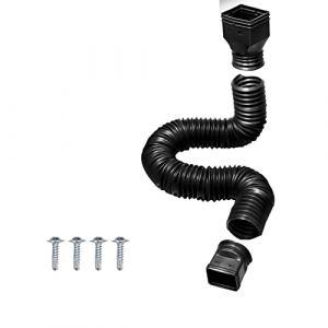 Rallonge de Tuyau de Descente de Goutti&egrave;re, Rallonge de Tuyau de Descente Flexible R&eacute;tractable, Connecteur de Drainage d'eau de Pluie, Extensible de 20 &agrave; 59 Pouces, avec 4 Vis (Le Noir) (Folanda, neuf)