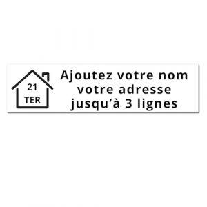 Plaque Bo&icirc;te aux Lettres Personnalis&eacute;e Adh&eacute;sive - Nom Grav&eacute; PVC R&eacute;sistant - 10x2.5cm Gris Alu M&eacute;tallis&eacute; - 1 &agrave; 3 Lignes pour Maison Num&eacute;ro Rue (Blanc/noir) (Univerdeal, neuf)