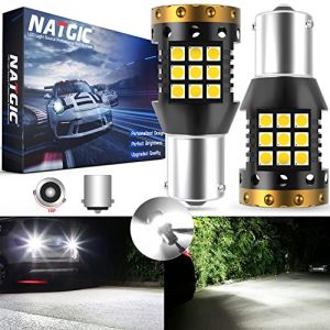 NATGIC PY21W Ampoule LED Anti Erreur Blanc 3700LM, BAU15S 1156(150°) 7507 12496 Ampoule de Recul 3030 45-SMD 12-24V Pas d'Hyper Flash Voiture LED Feu de Recul Feu Stop Feu Arrière (Lot de 2) (NatGic, neuf)