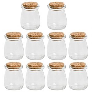 10 Pi&egrave;ces Verre Bocaux avec Couvercles en Li&egrave;ge, Fioles Bouteilles en Verre avec Bouchon en Li&egrave;ge, 100ml Pots de Bonbons en Verre Epices pour Cuisine Confitures Conservation Mariage F&ecirc;tes Cadeaux (seareash, neuf)