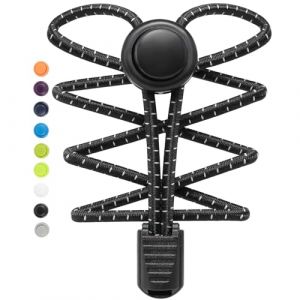 Stepace [ 2 Paires Lacets &Eacute;lastiques Autobloquants 120 cm - Syst&egrave;me ultra rapide sans la&ccedil;age - Magiques &Eacute;lastiques Lacets de Chaussures Pour Enfants, Adultes, Personnes &acirc;g&eacute;es, D&eacute;sactiv&eacute; Noir Blanc (Fengtu, neuf)