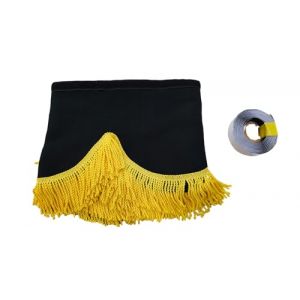 KramTruck Rideau de camion avec glands, Pare-soleil pour camion, Protection solaire pour toutes les marques de camions (noir, pompons jaunes) (KRAM-TRUCK Poland, neuf)