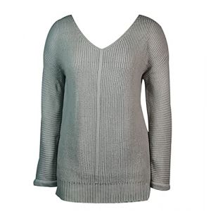 Robe Pull Long Col V Femme Sweater Grosse Maille Pullover Oversize Chandail Tunique Tricot Torsade Ample Large Hiver Pull-Over Tricoté Grande Taille Chaud Gris XL (Pengniao, neuf)