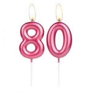 Bougie anniversaire scintillante en forme du chiffre 80 rose p&acirc;le, bougie de g&acirc;teau num&eacute;ro 80 rose, d&eacute;coration de g&acirc;teau d'anniversaire pour fille et gar&ccedil;on, bougie pour cupcake, d&eacute;coration de mariage (i-QiQi, neuf)