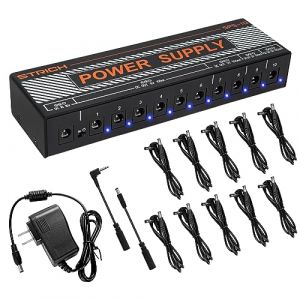 STRICH Bloc d'alimentation pour pédale de guitare, 10 sorties CC isolées pour pédale d'effet 9 V/12 V/18 V, alimentation 100 mA 500 mA avec protection contre les courts-circuits, conception de circuit (Strich Direct, neuf)