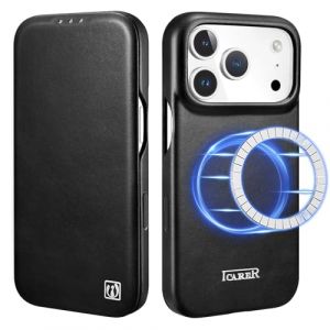 ICARER Coque pour iPhone 17 Pro, &Eacute;tui Housse en Cuir V&eacute;ritable avec Fente pour Carte Bo&icirc;tier de Portefeuille Magn&eacute;tique Housse Etui Compatible avec Mag-Safe Charge pour iPhone 17 Pro 6,3-Noir (BaiNuo UK, neuf)