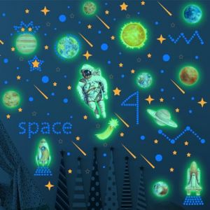 Autocollants Plan&egrave;tes,Fluorescente Lumineuse,Autocollants Lumineux,Phosphorescentes Plafond,Solaire Astronaute Galaxie,Plan&egrave;tes Stickers pour Astronaute Stickers Muraux D&eacute;coration (lushyp, neuf)