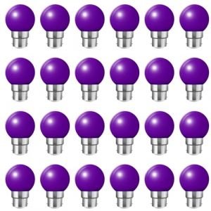 HUAMu Ampoules à baïonnette B22 - Paquet de 24 ampoule LED feston 2W(équivalent 20W),ampoule à économie d'énergie Golfball,ampoules BC Party Small/mini，Violet foncé (HUAMu, neuf)
