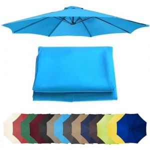 Auvent De Rechange Pour Parasol 3.0m/3.50m, 6 Baleines/8 Baleines Toile De Rechange Pour Parasol Déporté, Dessus De Parapluie De Remplacement Pour Parasol De Jardin Terrasse Plage(Lake blue,300CM/8 RI (Lzb ymx, neuf)
