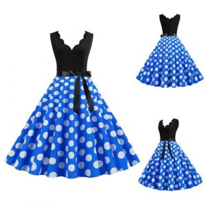 G&eacute;n&eacute;rique Femmes Robe Annee 50 60 40 Vintage Pin Up Retro &eacute;L&eacute;Gante Mariage Cocktail Soir&eacute;E F&ecirc;Te C&eacute;R&eacute;Monie D&eacute;Contract&eacute;E Fronc&eacute; &agrave; Volants Robe Rockabilly Femme Pin Up (qiaoxiahe, neuf)