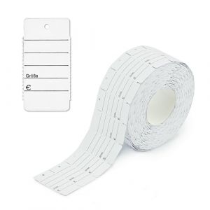 1000 &eacute;tiquettes cartonn&eacute;es trou&eacute;es 30x58mm impression : &eacute;tiquettes continues "Taille / &euro;" en rouleau - &eacute;tiquettes de prix - &eacute;tiquettes &agrave; &eacute;tiquettes - &eacute;tiquettes volantes [Lignes E-3058] (Pokornys de | Etiketten & Shopzubeh&ouml;r, neuf)