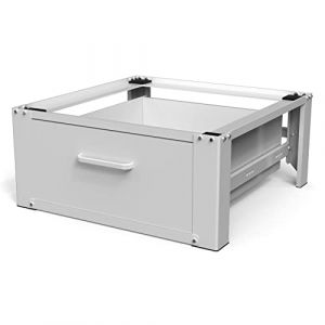 Vonia Rehausseur pour Lave-Linge – Avec Tiroir – Support Machine à Laver Robuste – Blanc (Dennepark B.V, neuf)