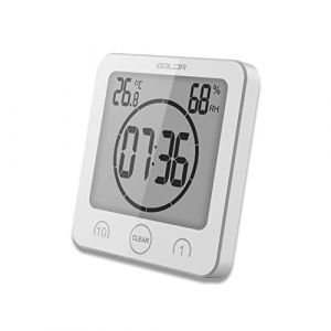 HONPHIER Horloge De Salle De Bain Horloge De Douche Numerique écran Minuterie à écran Tactile avec Affichage D'humidité De La Température pour Douche De Salle De Bain Cuisine (Blanc) (Honphier-EU, neuf)