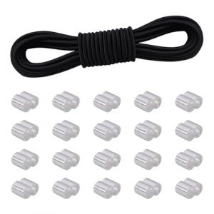 FOGAWA Corde &Eacute;lastique 6mm x 10m, Expander Corde Noir, Tendeur Elastique avec 20 Manchons Aluminium, Corde Extensible R&eacute;sistante, pour B&acirc;che, Camping, Bateau, Agricole, Jardinage (FJSMEU, neuf)