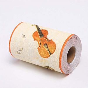 Bordure de papier peint Instrument de musique jaune Décoration murale amovible Frise Murale Autocollant Papier Peint Autocollant imperméable en PVC Plinthe Autocollant 10.6cm X 500CM (ZYSen, neuf)