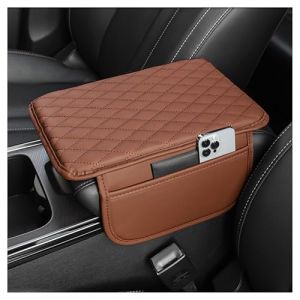 Coussin Accoudoir Voiture Amélioré,Coussin d’Accoudoir Voiture Universel avec Deux Poches,Accessoire Voiture Interieur Confort pour la Plupart des Voitures,Camions et SUV (Marron) (GTLM, neuf)