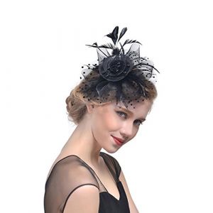 JIAHG Femme Chapeau Bibi avec Plume Vintage Chapeau Voilette à Pois pour Cocktail Soirée Bal Cérémonie de Mariage Chapeau Bibi avec Pince à Cheveux Coiffure Chic pour Saint-Valentin Halloween Carnaval (JiahongUK, neuf)