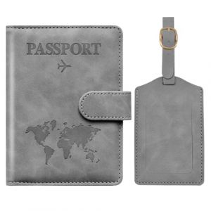 Toctax Protege Passeport Francais et Etiquette Valise, Protège Passeport avec Bloqueur RFID, Protège-passeports pour Hommes et Femmes, Passport Cover pour Travel Essentials, Passport Holder (Gris) (Toctax, neuf)