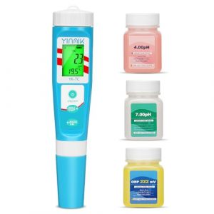 YINMIK pH et Sel Chlore Piscine Testeur,Testeur de Chlore, pH Mètre Numérique de Chlore Sel Testeur Testeur, pH Chlore TDS EC ORP Température, Chlore Sel Piscine pour, Sel Hot Tub Aquariums (Yinmik, neuf)
