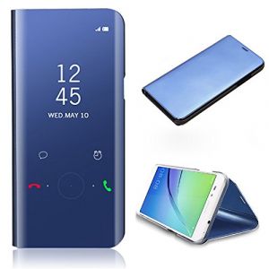 CrazyLemon pour Samsung Galaxy Note 8 Housse Etui, Clair Voir Miroir Flip Cover avec B&eacute;quille et Fonction Sommeil &Eacute;veil Smart Cover e PC + PU Housse Etui pour Samsung Galaxy Note 8 - Bleu (CrazyLemon-EU, neuf)