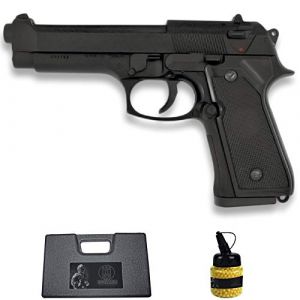 Pistolet HFC-118 M92 Noir (6MM) | Arme Courte (Balles en Plastique) Type Beretta 92 + Mallette PVC + Bouteille [Puissance : 0,33 Joules] (ECOMMUR FRANCE, neuf)
