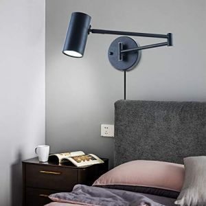 FREEDL Led Applique Murale Bras Long Industriel Avec Interrupteur, Pliable R&eacute;tro Lampe Murale Lecture Lit Avec Prise Et C&acirc;ble, Extensible l&egrave;che-murs Int&eacute;rieur Antique En Fer Forg&eacute;, Art D&eacute;cor,Noir (Jinlilai Trading, neuf)