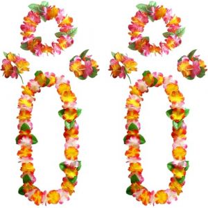8 PCS Hawaien Fleurs Hawaii Collier de Fleur Tahitien avec 4 Bracelets 2 Bandeaux 2 Colliers Hawa&iuml;enne Leis Guirlandes pour Plage Accessoires, D&eacute;coration de F&ecirc;te, Bar, Vacances &agrave; la Plage, Carnaval (Brussig Thomas, neuf)