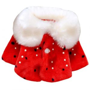 OKSakady nouveau-né bébé fille manteaux à col en fausse fourrure et vestes à capuche Cape Cape Poncho 0-3 ans (Sakady-EU, neuf)