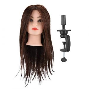 Tête de mannequin factice avec cheveux, formation de coiffure, pratique de coiffure, tête de mannequin de cosmétologie, tête de pratique de mannequin (Zippowolf, neuf)