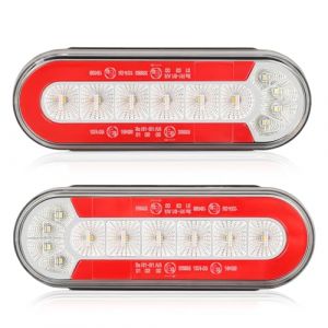 AOHEWEI Feux Arrière LED pour Remorques 12/24V, 2 Pièces Étanches avec Feu de Stop, Feu de Position, Clignotant Dynamique et Feu de Marche Arrière pour Camping-Car, Camion, Tracteur - Certification E (AOHEWEI, neuf)