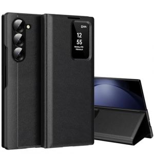 Coque pour Samsung Galaxy Z Fold 5 Clear View, Etui Smart View, Flip Folio Cover à Rabat, Étui Portefeuille Galaxy Fold 5 Clear View, 360 Full Clapet Protection Case Z Fold 5 5G (Nshkeji, neuf)