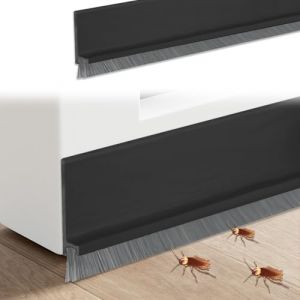 Calfeutrer Bas de Porte, 100 x 5 cm Joint de Porte Auto-adh&eacute;sif Silikon, Joint de Porte Brosse, Bande d'Etanch&eacute;it&eacute; en Silicone Bas de Porte Isolant Anti Froid Balai Porte D'entr&eacute;e et Garage, Noir (BOFD-EU, neuf)