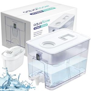 Aquafloow Carafe Filtrante 9,5L avec Robinet et Filtre, Distributeur d'Eau Tout-en-Un pour Réduction du Tartre, Chlore, Plomb et Cuivre dans l'Eau Potable – Idéal pour la Maison et le Bureau (aquafloow, neuf)