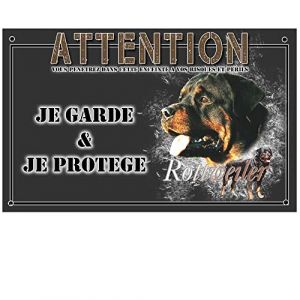 Pets-Easy.com Plaque Attention au Chien Rottweiler 30x20cm - Panneau Chien Méchant en Aluminium Dibond - Impression UV Résistante - Pancarte Chien de Garde pour Portail (Pets-easy, neuf)