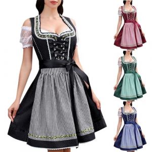 G&eacute;n&eacute;rique Femme Robe Traditionelle Fete De La Bi&egrave;re Dirndl Allemande Costume Bavarois Femmes Oktoberfest Bavi&egrave;re Bavaroise Tenue De D&eacute;guisement Octobre Carnaval Halloween Party Festival (Windsfinr, neuf)