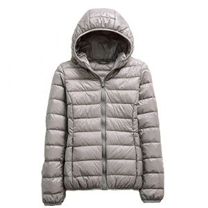 DAIHAN Doudoune &agrave; Capuche Femme Ultra L&eacute;g&egrave;re Duvet Veste Courte Manteau Doudoune Matelass&eacute;e Pliable Fine Veste Doudoune Manches Longues Manteau Chaud Parka,Gris,M (DaiHan, neuf)