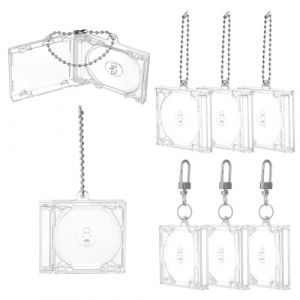 DELORIGIN 12 ensemble de Mini Porte Cl&eacute;s D'Album Vierge &Eacute;tui Transparent pour Couverture D'Album Kits de Porte Cl&eacute;s Petit Cadre Photo en Plastique Porte Cl&eacute;s Porte Disque Pendentif pour Sac &agrave; Dos (DELORIGIN EU, neuf)