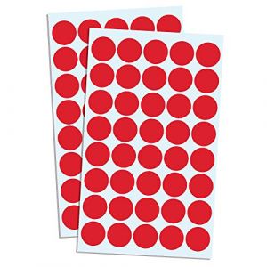 2000 Pieces, 20mm Ronde Gommettes Autocollants Cercle - Rouge (TownX(UK), neuf)
