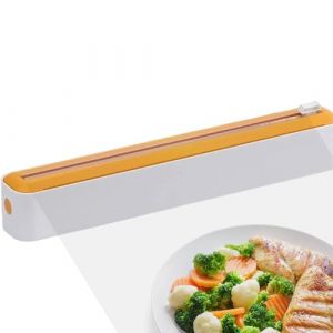 Alovez Distributeur de Film,Boîte de Découpe de Film Plastique, Rangement Papier Alu Et Film Alimentaire,Distributeur de Film Plastique avec Cutter,Dérouleur Film Alimentaire pour Cuisine (Jaune) (hexiaolonglong, neuf)