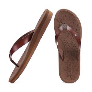 ONCAI Tongs Femme Mode Orthopédique Cuir Soutien Arche Yoga Mat Eté Plage Sandales Thong Femme Semelles en Caoutchouc Flip Flops piscine chaussures Douche Antidérapante Semel Brun Taille 42 (ONCAI HZTH, neuf)