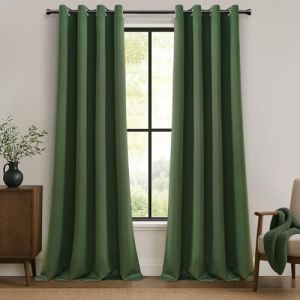 MRTREES Lot de 2 Rideau Occultant Thermiques Vert Olive 140x245 CM, Rideaux Thermiques Isolants Anti Froid et Chaleur pour Salon Chambre Porte Intérieurs, Rideaux Opaque Doux à Oeillets (MRTREES HOME, neuf)