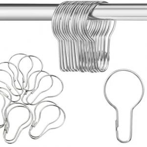 OUDQFCJ 50 pi&egrave;ces Anneaux de Rideau de Douche, avec syst&egrave;me de glissement, Crochet Rideau, Anneau Rideau Douche, Crochets Rideaux, pour Salle de Bain, Salon, Chambre &agrave; Coucher (Argent) (Mapico, neuf)