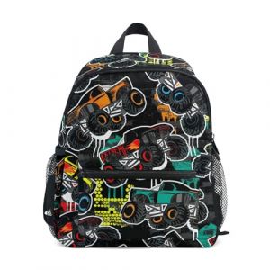 Sac à dos abstrait Monster Truck pour enfant - Sac à dos préscolaire pour garçons et filles - Sac d'école maternelle, multicolore, 25.40x30.5x10cm (UHONEY, neuf)